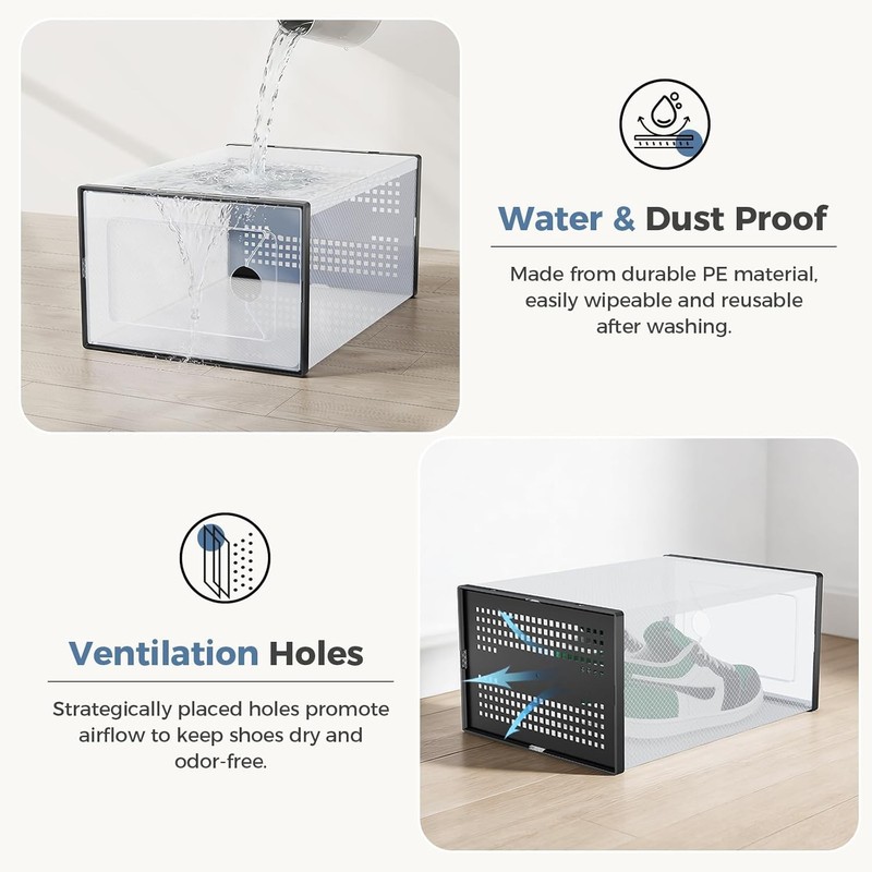 Shoe Storage Box Stackable Clear Shoe Containers Lids Display Sneaker Organizer gallery