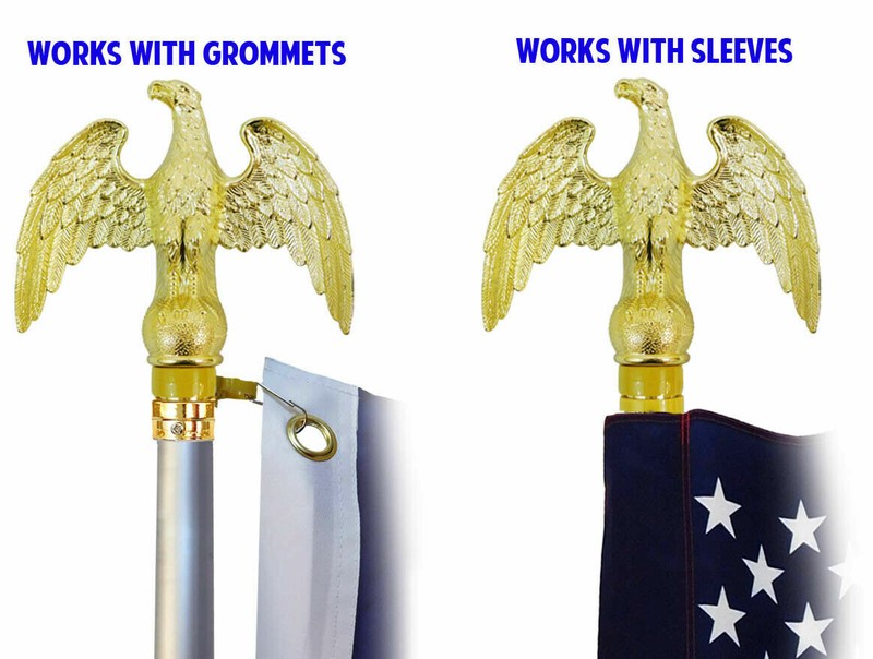 8ft Indoor Flag Pole Kit Eagle Topper 8' Telescoping FlagPole Kit with Base gallery