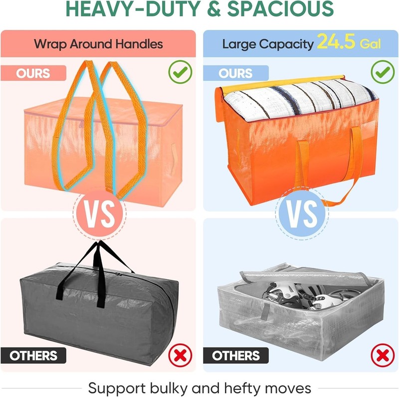 2-Pack Oversized Waterproof Moving Bags with Reinforced Handles - 100lb Capacity gallery