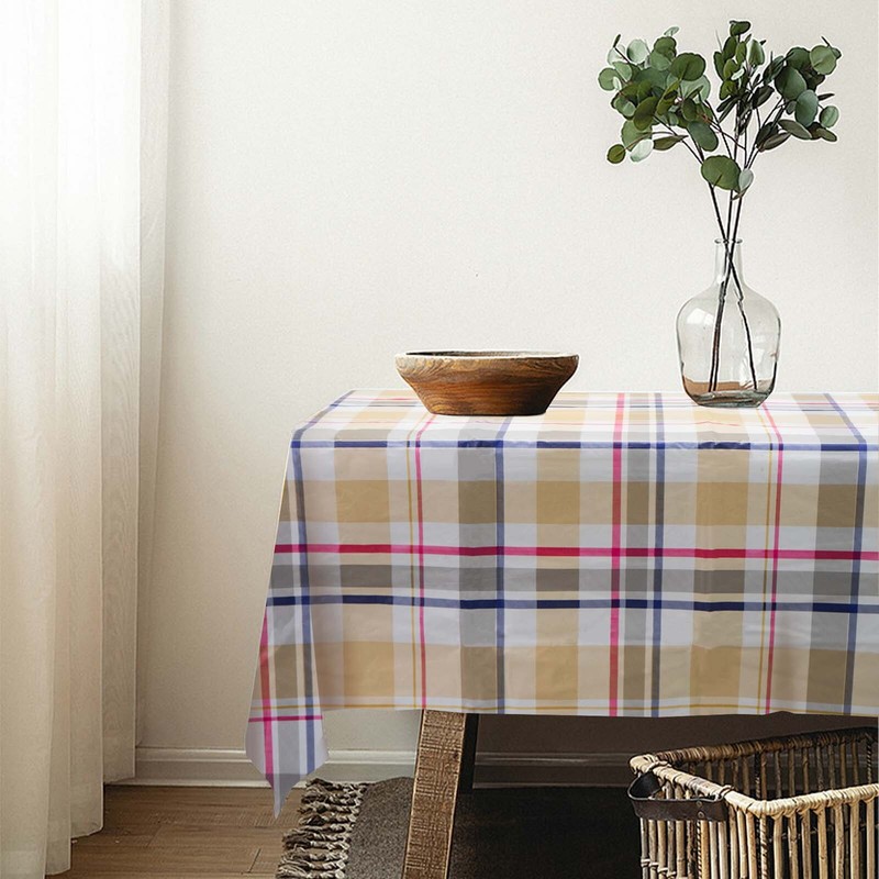 Rectangle Vinyl Flannel Backed Tablecloths Heavy Duty Waterproof Table Cover gallery
