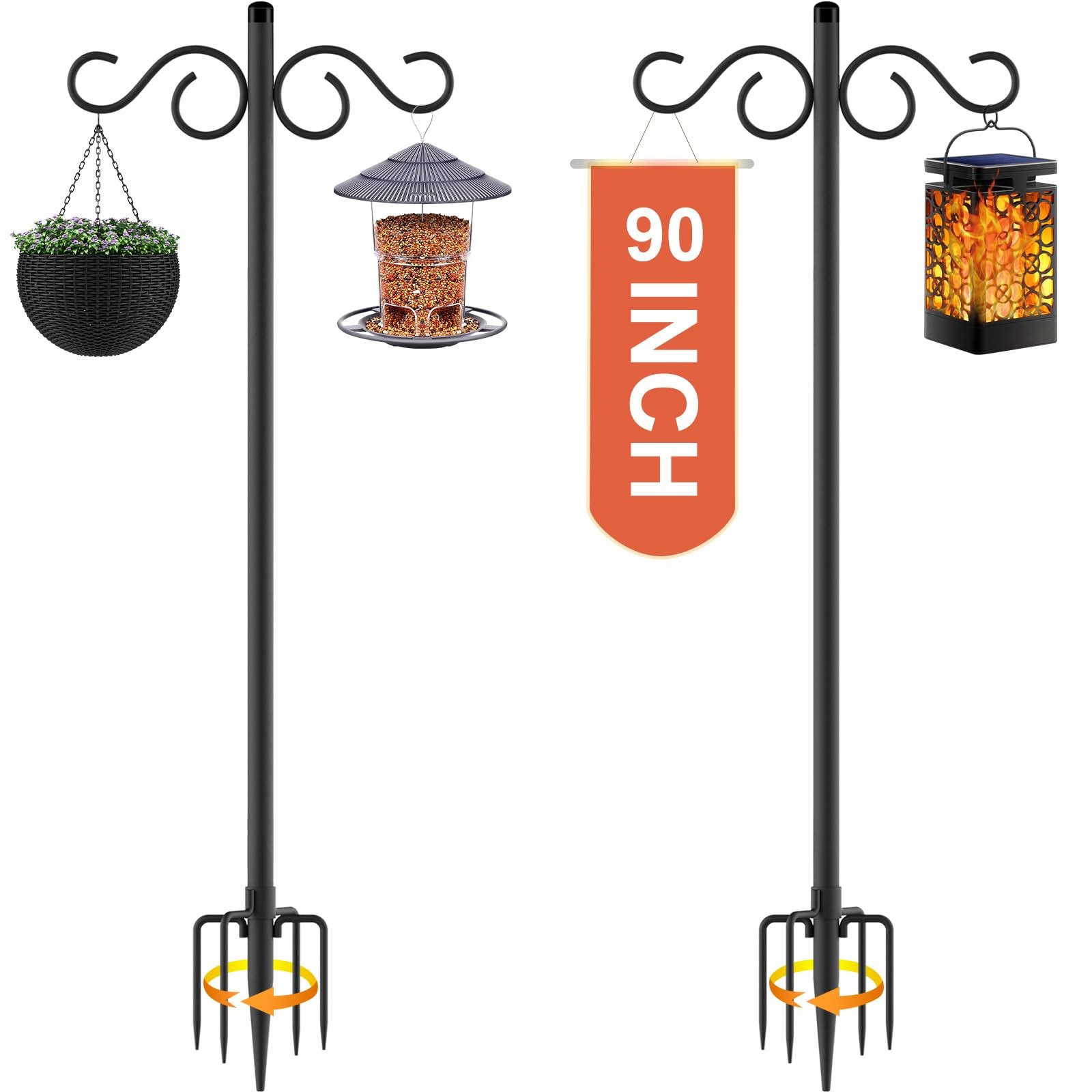 RCUICA Double Shepherds Hooks for Outdoor,2 Pack 90 2 90 Inch, Black gallery