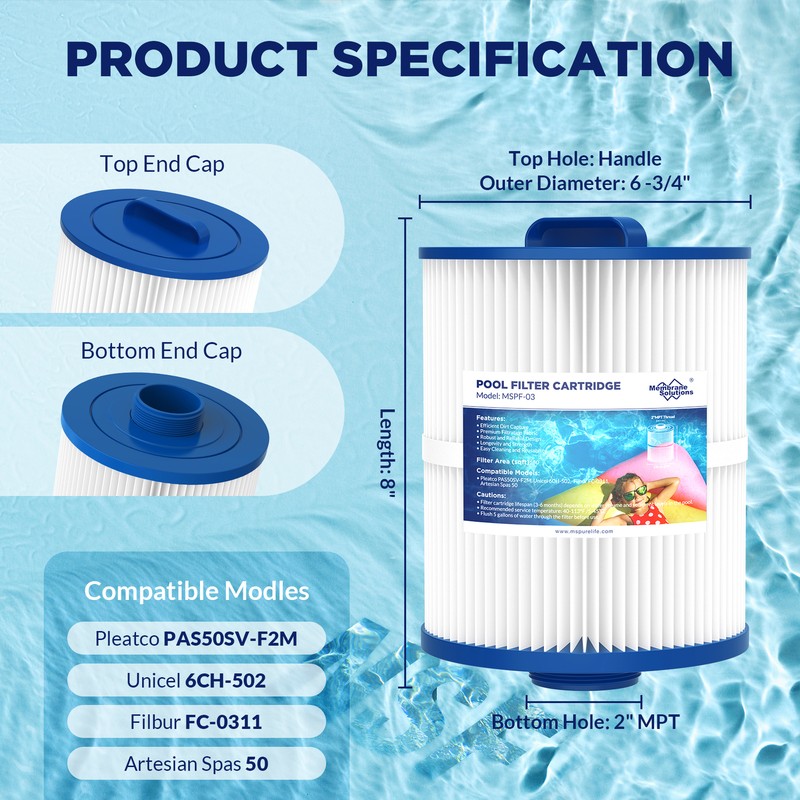 2 Pack Hot Tub Pool Spa Filter Replace for Pleatco PAS50SV-F2M 6CH-502 FC-0311 gallery