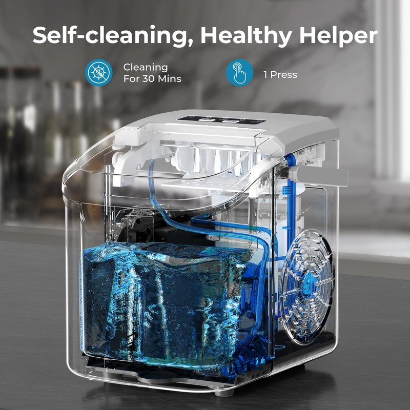 Countertop Ice Maker Machine, 8 Cubes in 6 mins, 26lb/Day 26Lbs/24H, Grey gallery