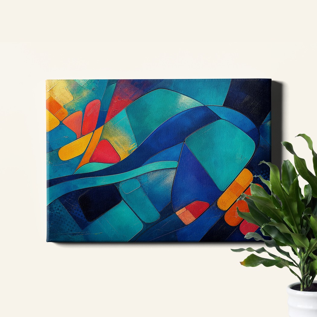 Abstract geometric polygon ribbons Art Print colorful modern pattern gallery