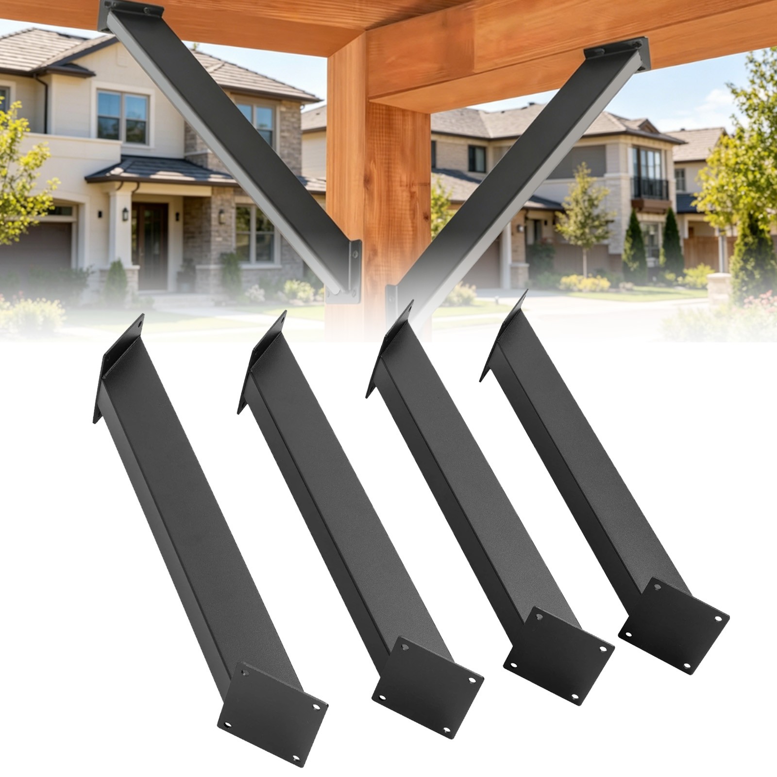 45 Degree Angle Support Bracket Pergola Heavy Duty Connectors Steel 4 Pcs gallery