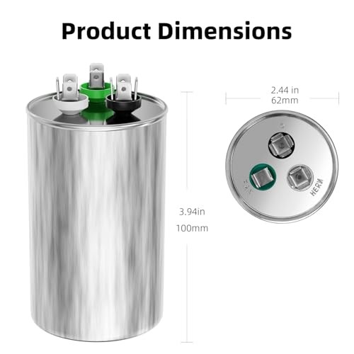 [UL Recognized] CBB65 45+5 uF Dual Run AC Capacitor, 45/5 [V03] 45+5µF Round gallery