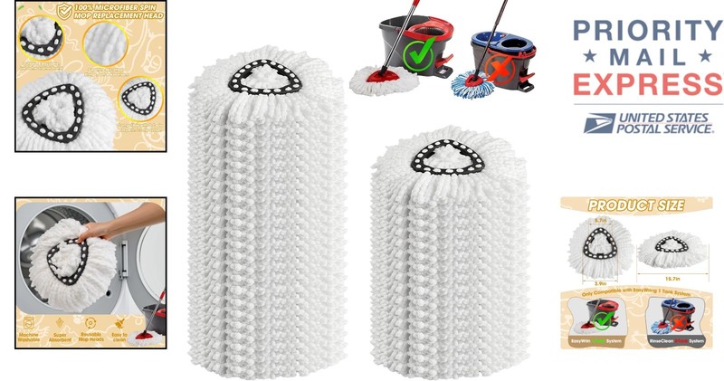 20-Pack Microfiber Spin Mop Replacement Heads for EasyWring Cleaning Systems gallery
