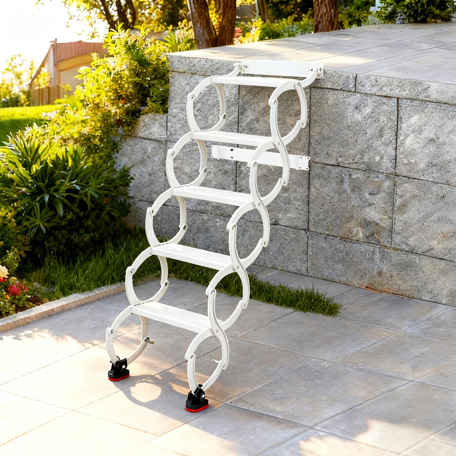 Attic Loft Pull Down Ladder 5 Step Wall Mounted Folding Loft Ladder Stairs White gallery