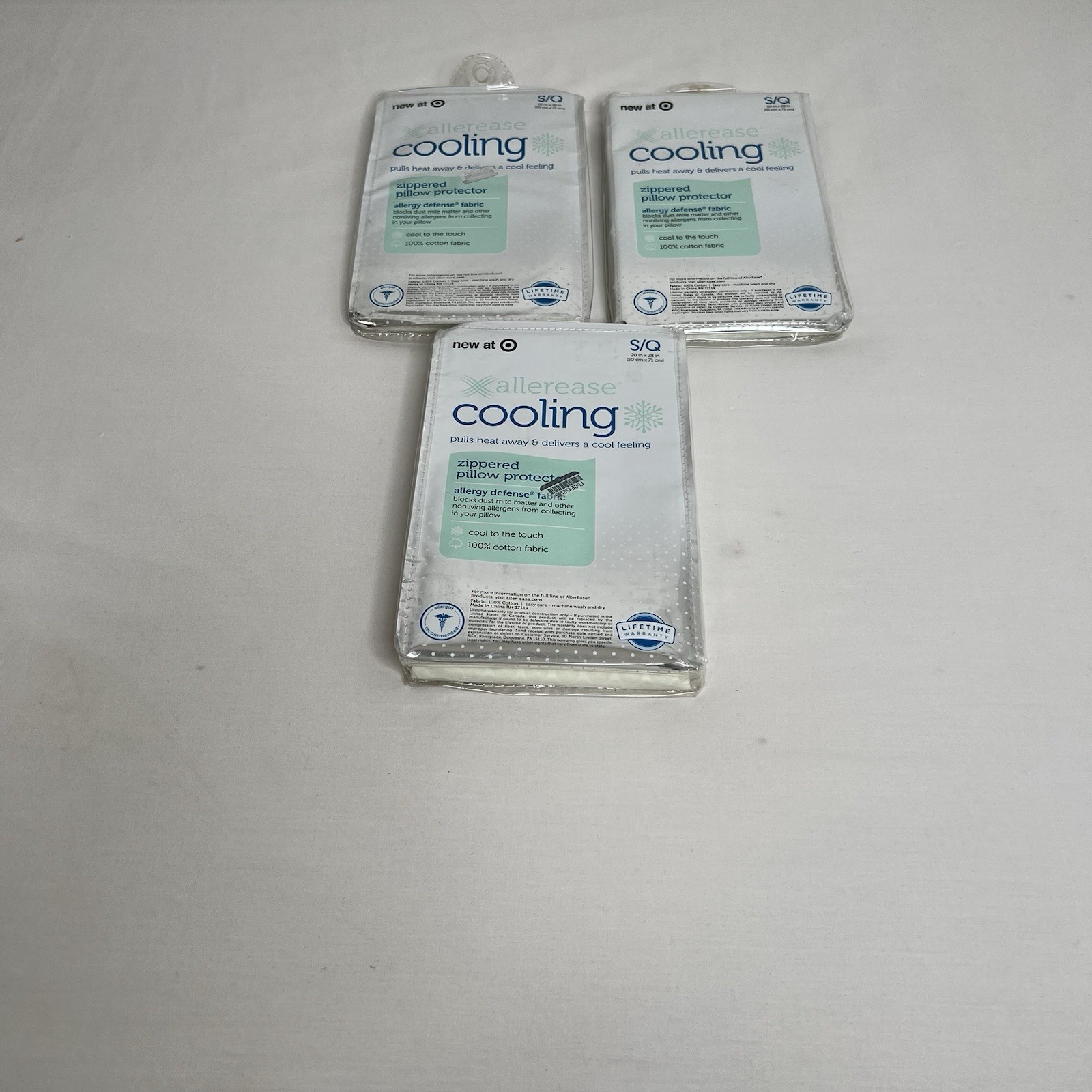 Allerease Zippered Pillow Protector - Cooling S/Q Allergy Defense- 3 Pack gallery