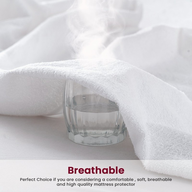 Terry Waterproof Mattress Protector Deep Fitted Breathable Poly Cotton Bed Cover gallery
