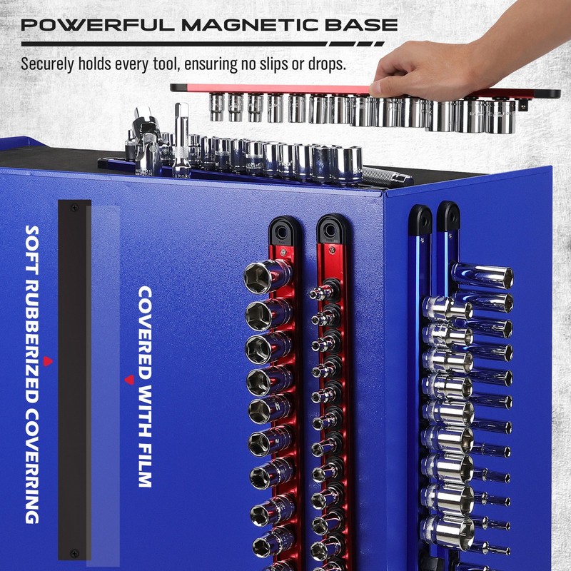 6PC Magnetic Socket Holder Organizer Set 1/4 3/8 1/2 Socket Tray For Auto Garage gallery