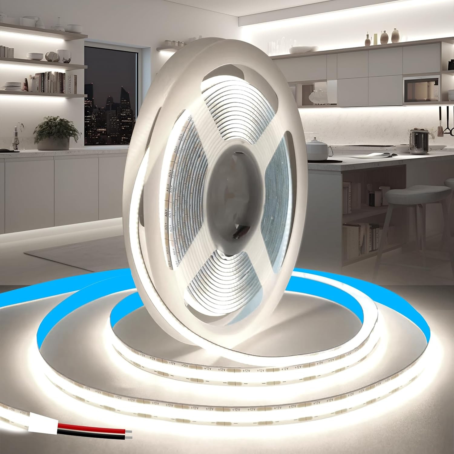 COB LED Strip Lights 16.4Ft/5M, 12V LED Light Strip, Daylight White 6000K Under gallery