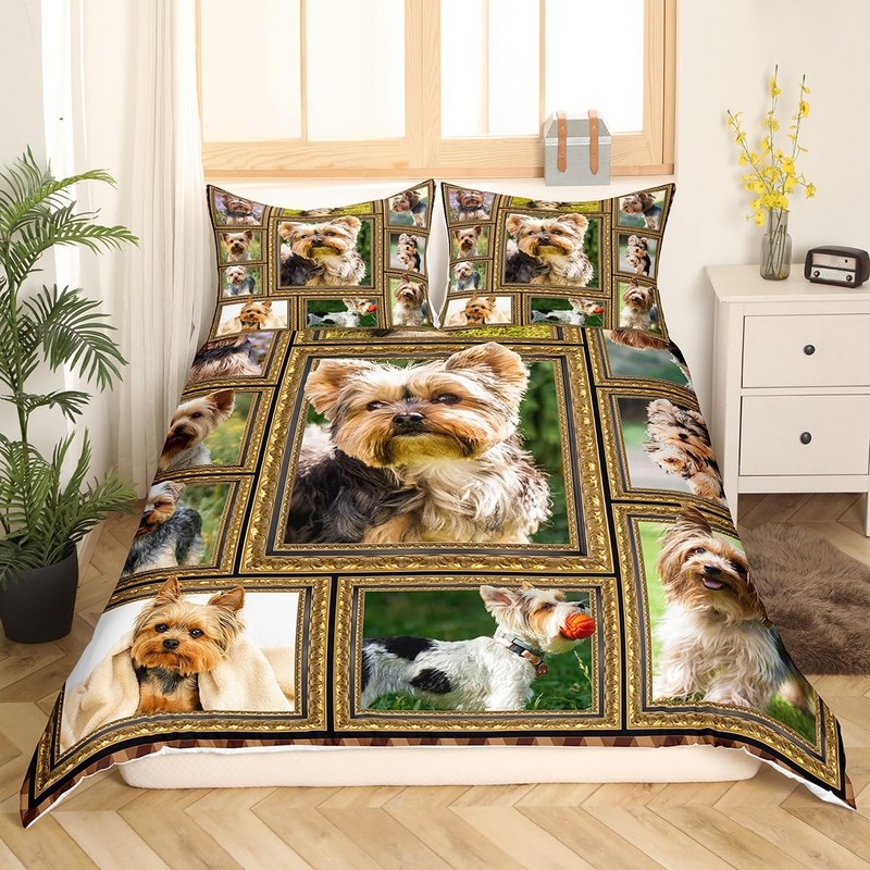 Yorkshire Terrier Bedding Set King Size Cute Dog Puppy Comforter Cover for Te... gallery