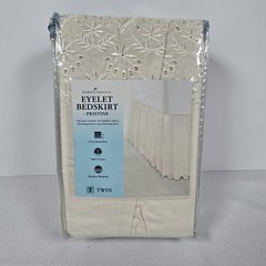 Home Classics Kohl’s TWIN Pristine Eyelet Bed Skirt Shabby Chic -15 in Drop NEW