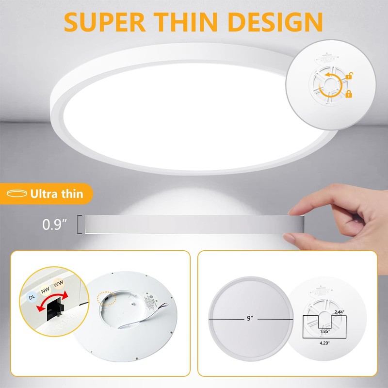 9 Inch LED Flush Mount Ceiling Light 6 Pack - 18W Ultra-Slim 3 Color Options gallery