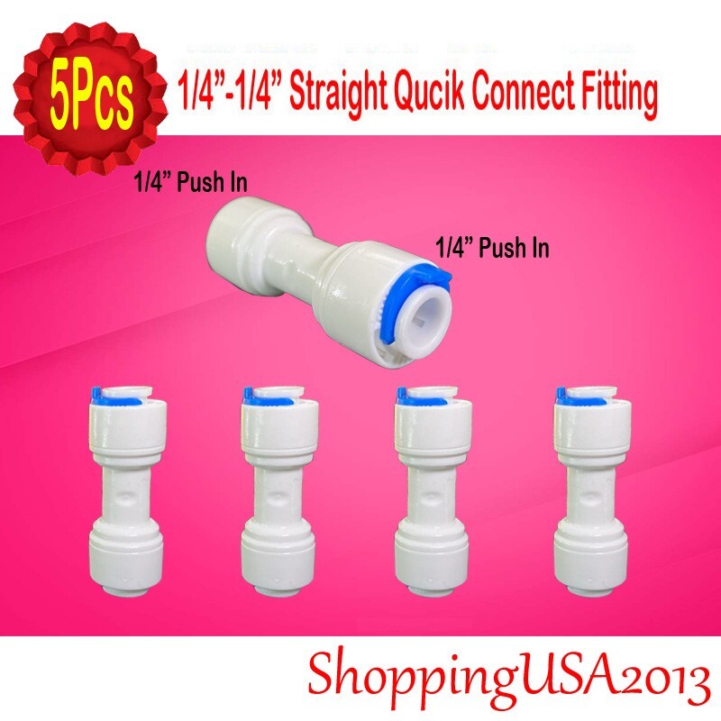 5 Pcs 1/4-1/4" Quick Connect Straight Fitting Connector Push In Undersink RO gallery