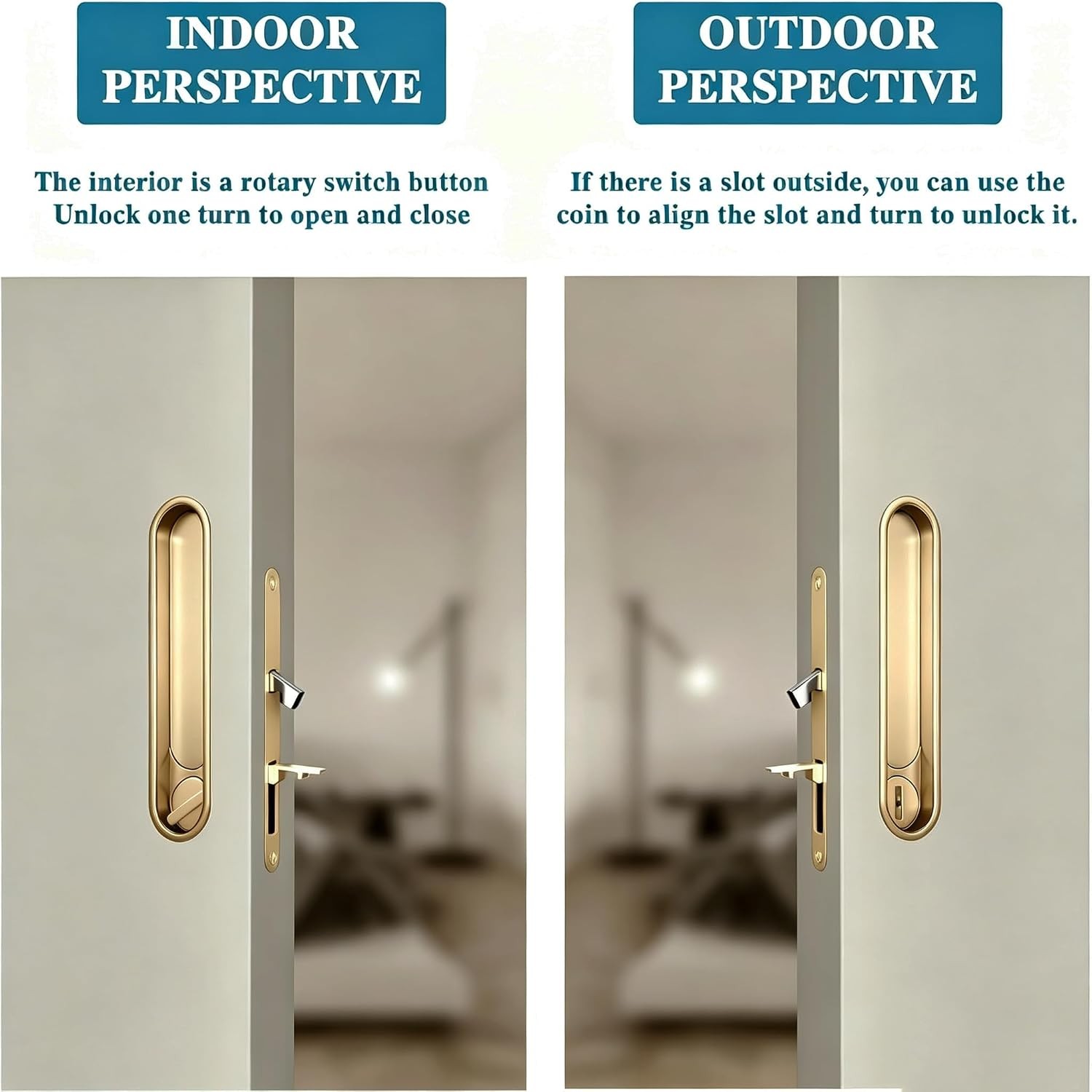Privacy Pocket Door Lock Hardware Recessed Sliding Handle with gallery
