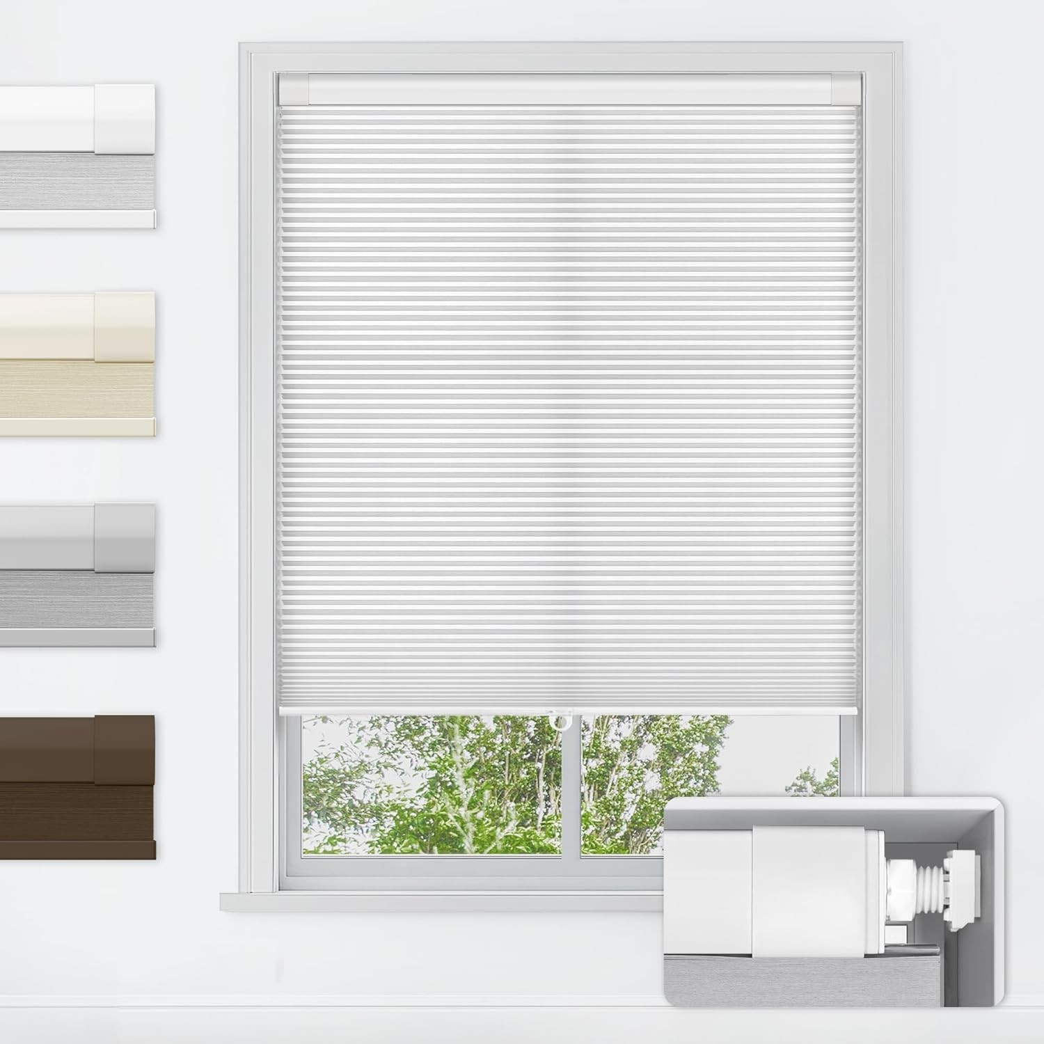 NEW LazBlinds Cordless Cellular Shades, 33'' W x 64'' H, Light Filtering-white gallery