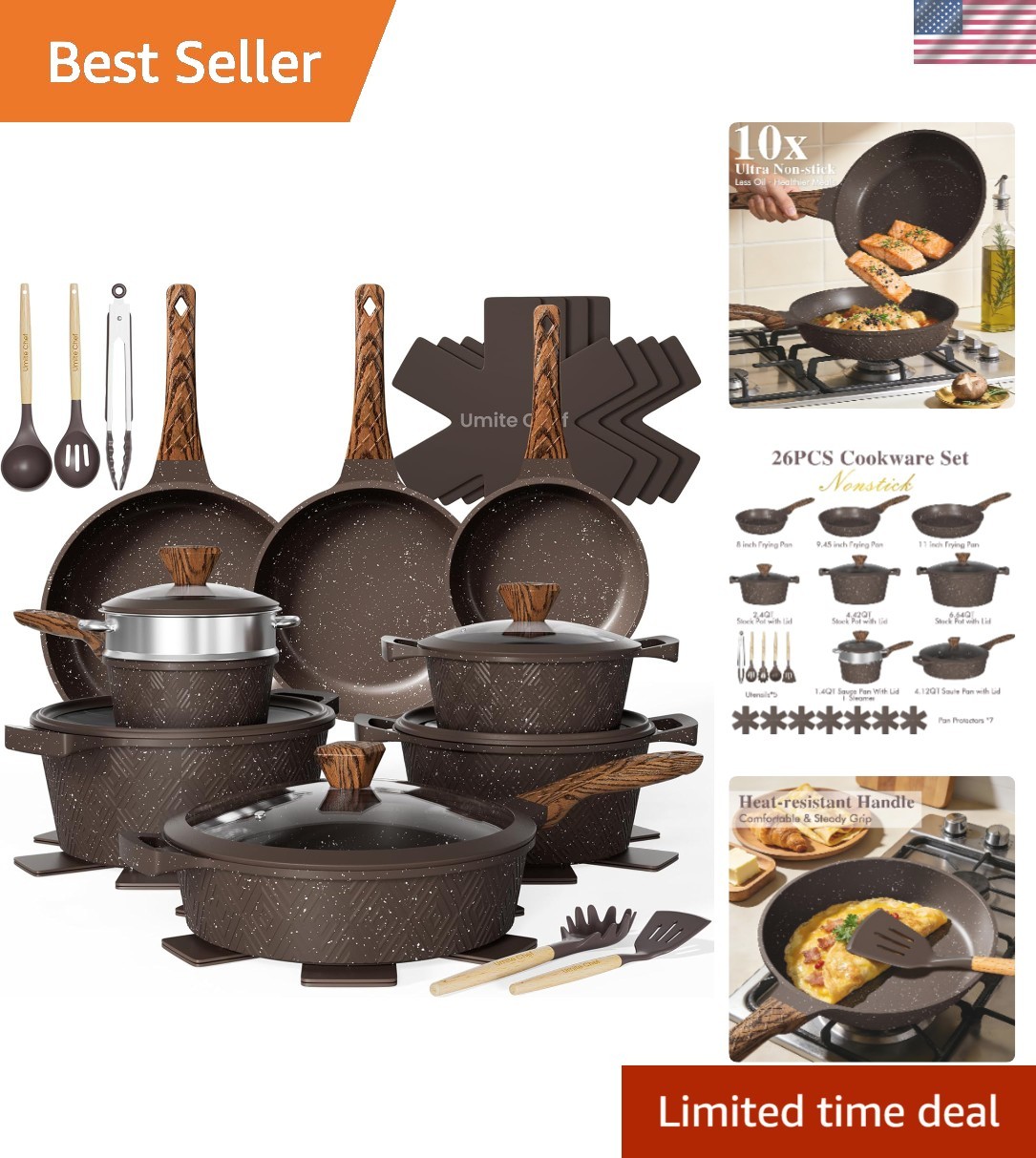 26-Piece Nonstick Cookware Set: Durable Die-Cast Aluminum & Effortless Cleanup gallery