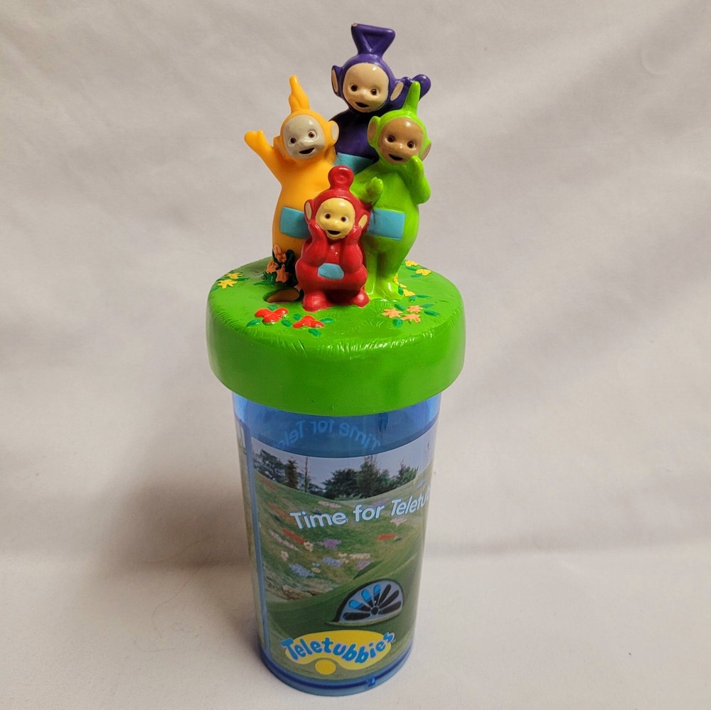 Vintage Teletubbies Drinking Cup Figures Lid No Straw Zak Designs 1999 Po Tinky