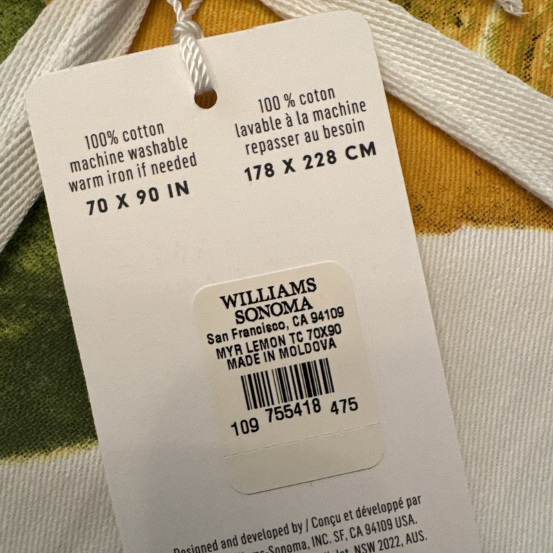 Williams Sonoma Meyer Lemon Cotton Tablecloth 70”x90” Botanical Print NWT gallery