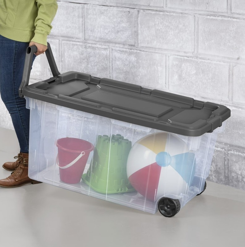 (2 pack) Sterilite 160 Quart Wheeled Storage Box, Extra Large Durable Clear Plas gallery