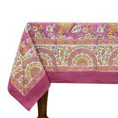 Hand Block Printed Tablecloth Cotton Table Cover Gift for Her Dining Tablecloth