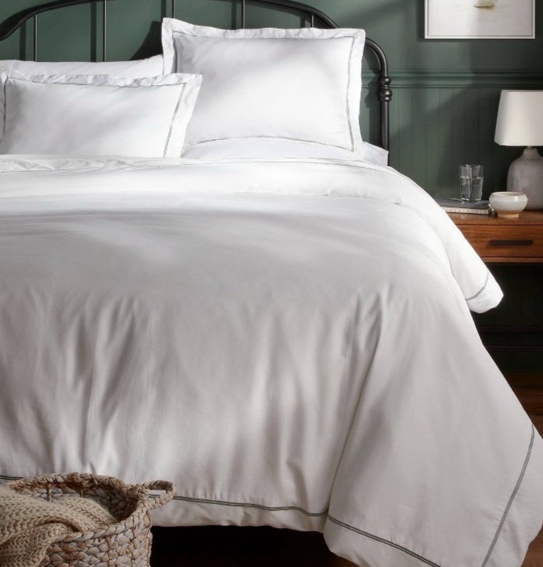 Threshold 3 Piece Full/Queen Embroidered Border Duvet Set( Light Teal Green ) gallery