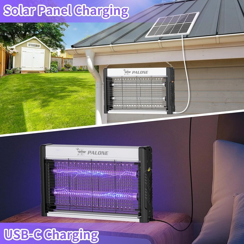 Solar Bug Zapper Outdoor, USB Rechargeable UV Mosquito Zapper，7.5W Solar Panel gallery