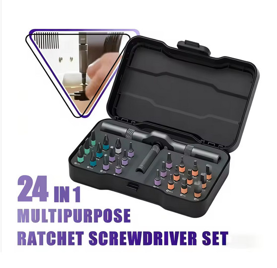 25pcs 24 in 1 Multifunction Screwdriver Head Set Household Repair Ratchet Wrench gallery