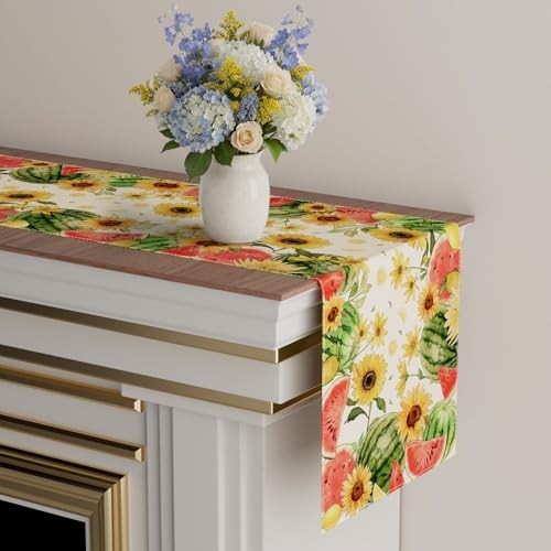 Watercolor Sunflower Watermelon Lemon Summer Table Table Runner 13x48 Inch gallery