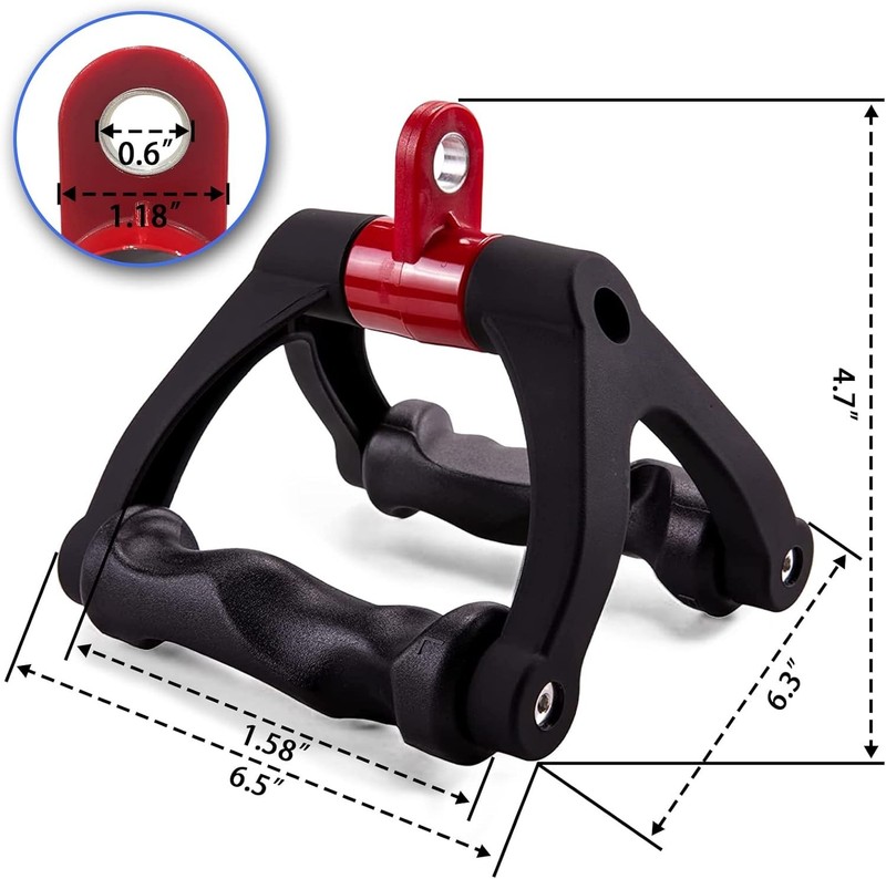 Double D Handle for Cable Machine - Ergonomic Row Handle Cable Attachment - Tria gallery