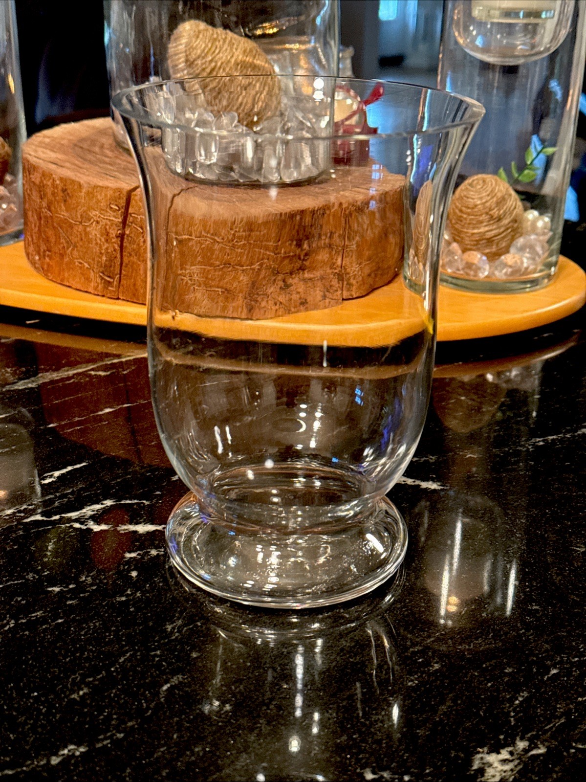 Clear Glass Hurricane Candle Holder 7in Curved Pillar Vase Centerpiece gallery