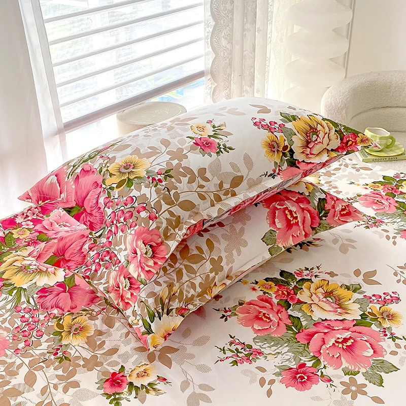 Flower Printed Fitted Sheets Reactive Printed Single/Queen/King Mattress Cover gallery