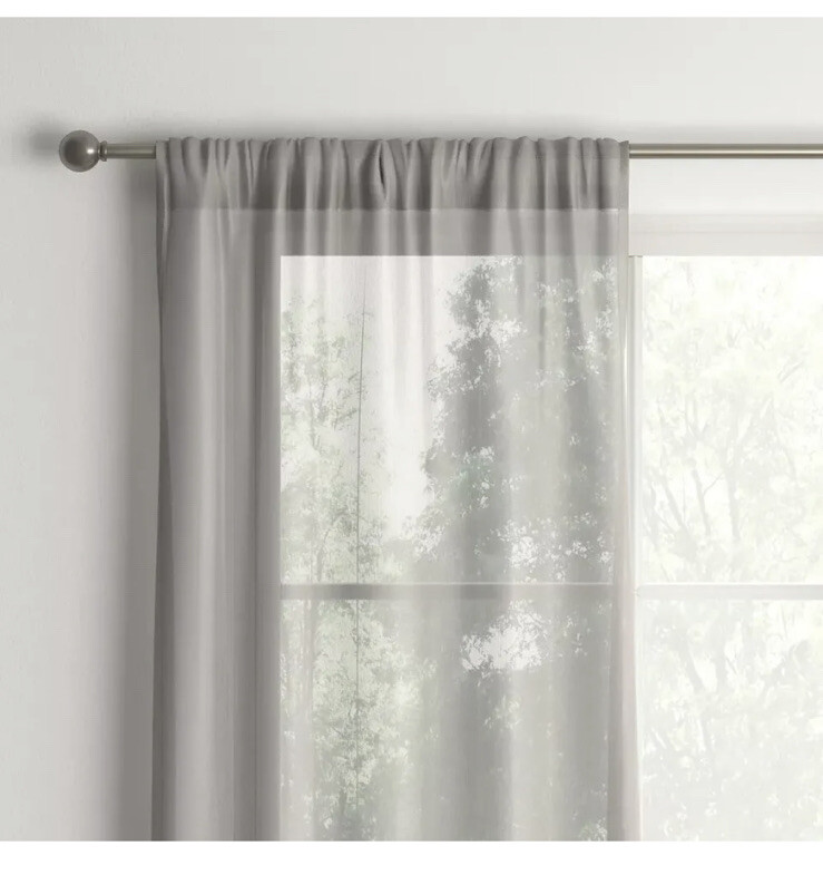 Room Essentials Sheer Voile Window Curtain ONE Panel Gray 60"W x 84"L gallery