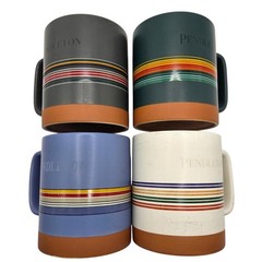 Pendleton Striped Stoneware Coffee Mugs Set Of 4 18 Oz Multicolor Terracotta