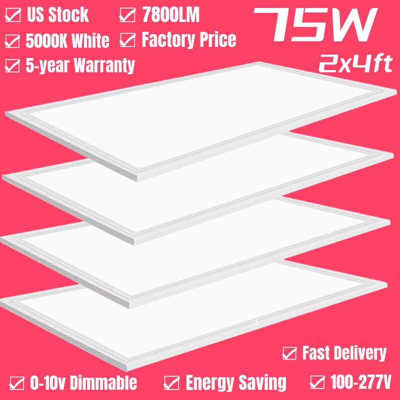 2x4 LED Panel Down Light,4Pack,Slim Lamp Fixture Ceiling Tile or Pendent (White) gallery