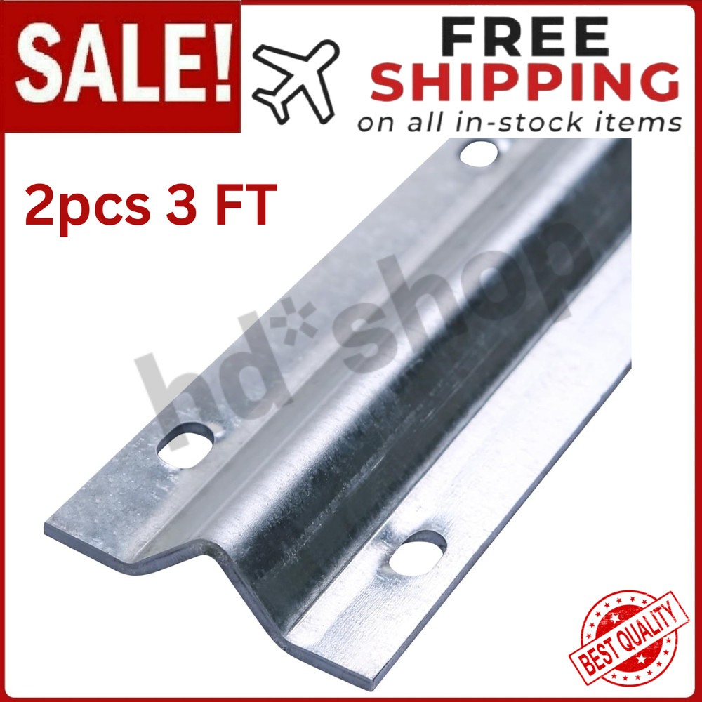 6FT Galvanized Inverted V Track Kit–2Pcs 3FT Slide Gate Tracks with Mounting Har