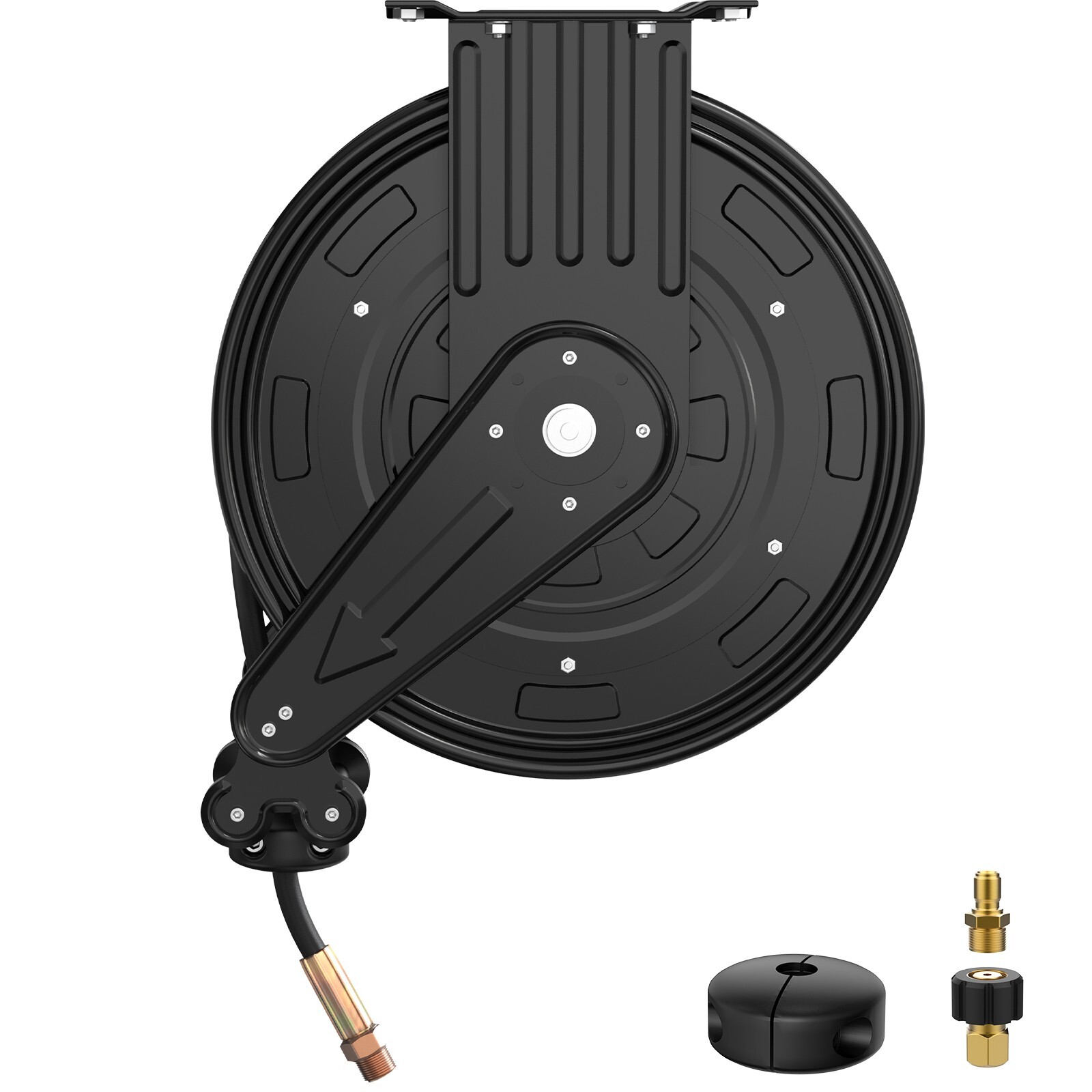 Retractable Power Pressure Washer Hose Reel 3/8" NPT, Max 300PSI Hot&Cold Water gallery