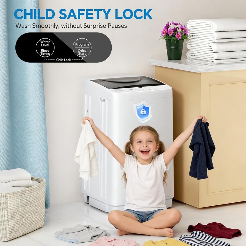 Portable Compact Washing Machine for Dorms,10 Wash Cycle,7.7 lb Full-Automatic gallery