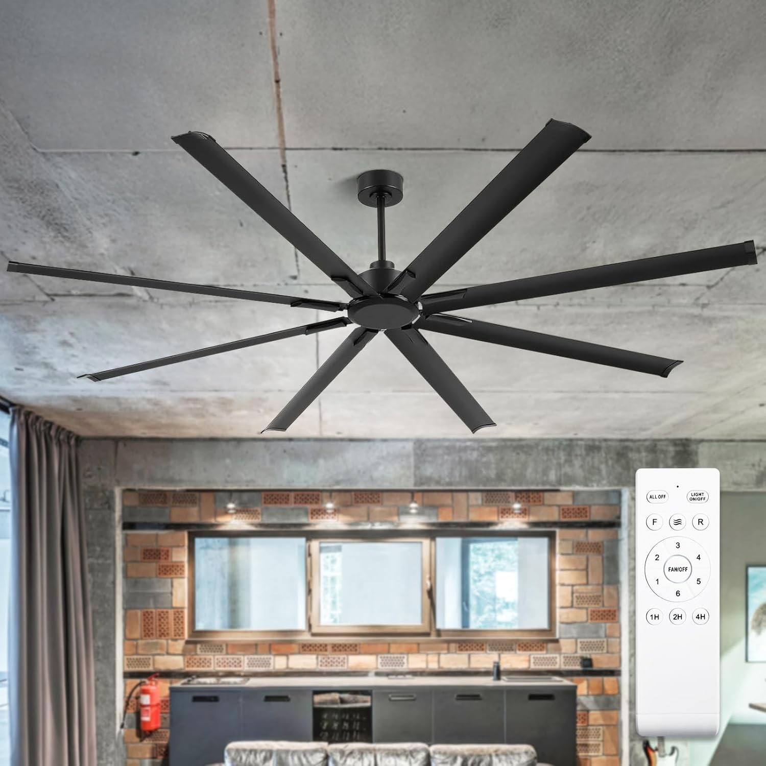 84-Inch Industrial Ceiling Fan 6-Speed Garage Ceiling Fan with Remote Control 8 gallery