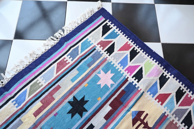 Rugmoda Cotton Multicolor Geometric Animal Patta 5x8 ft Living Room Area Rug gallery