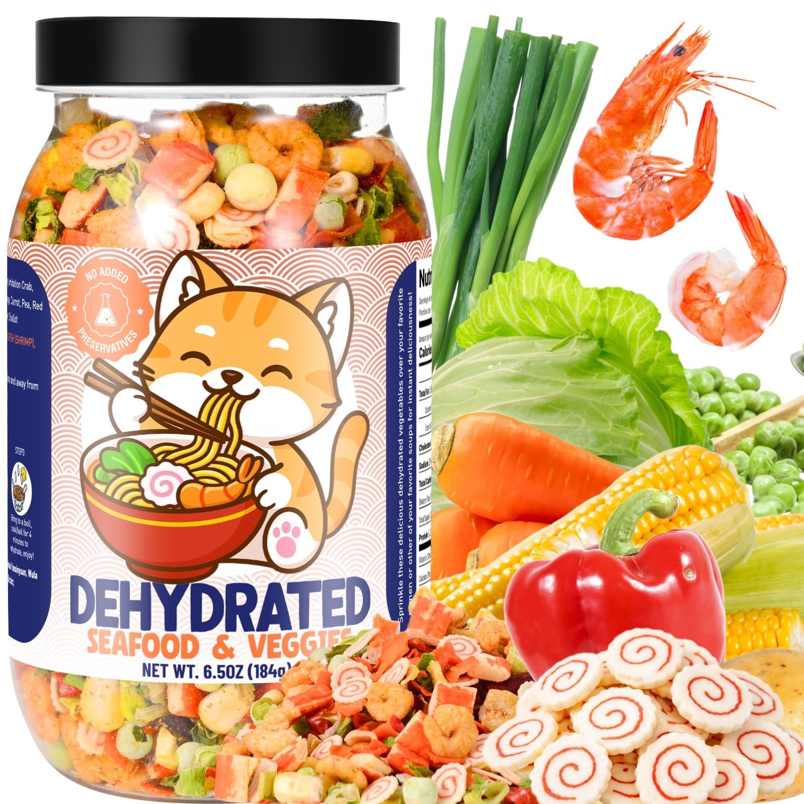 6.5oz FreezeDried Seafood & Vegetable Mix 100% Natural Dehydrated Ramen Topping gallery