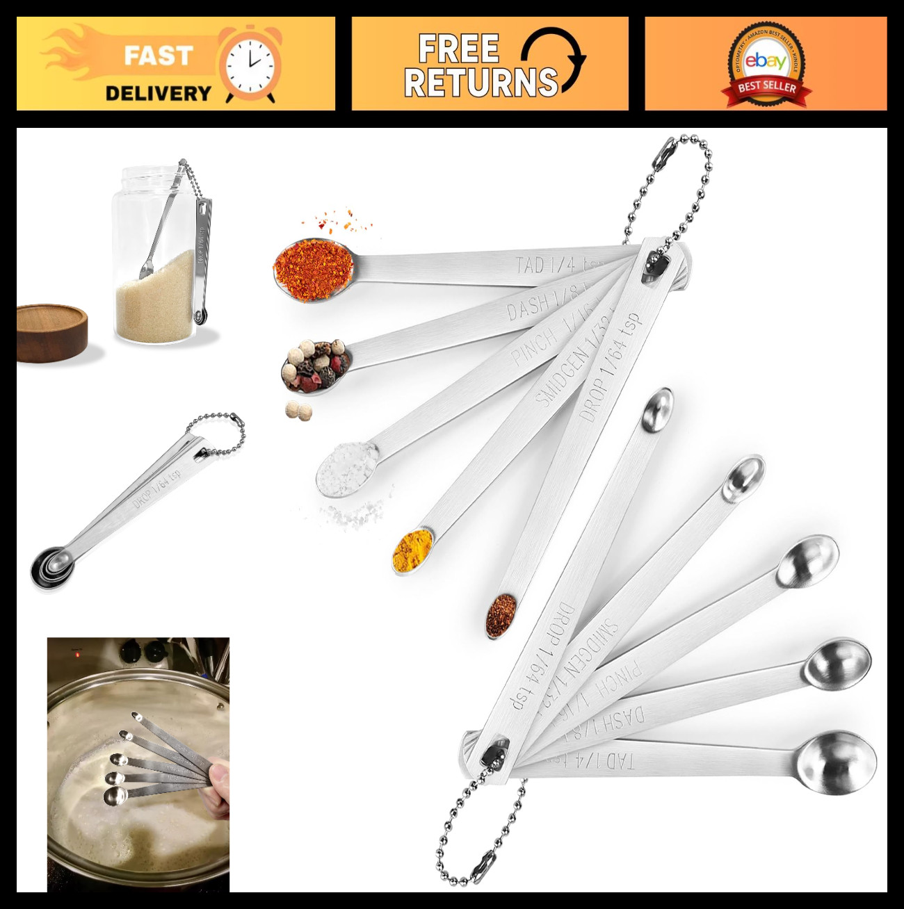 10PCS Stainless Steel Measuring Spoons Set - Tiny Kitchen Tools for Baking & Coo gallery
