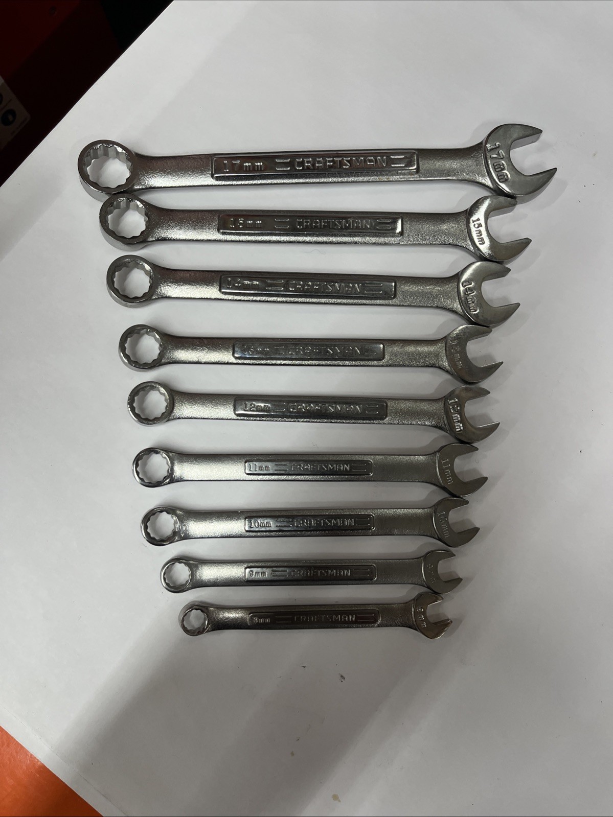 Vintage Craftsman Metric Combination Wrench Set 9 Pieces 8mm-15mm & 17mm VV & Va gallery