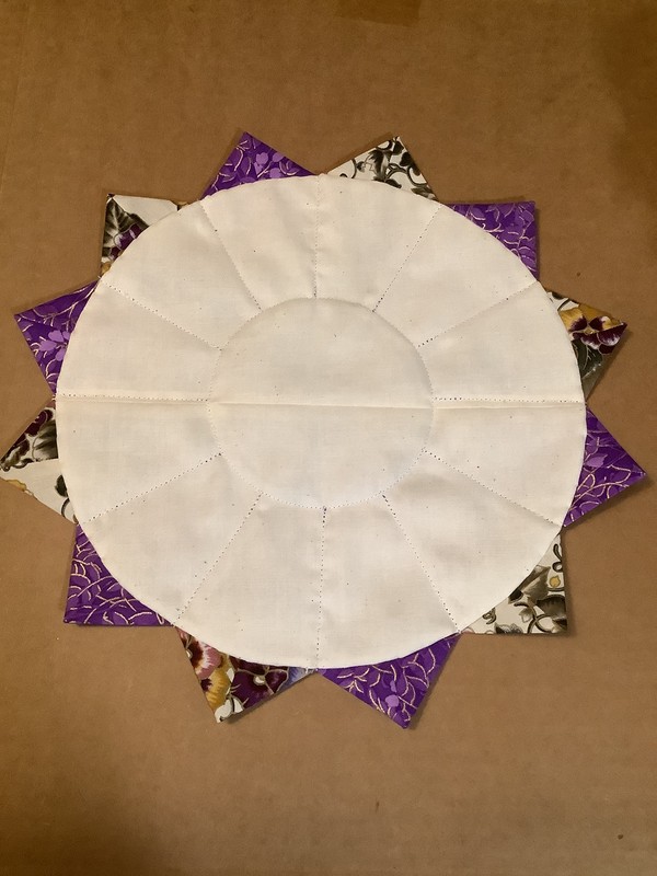 Handmade Quilted 12” Easter Spring Pansies Rustic Farmhouse Table Topper, New gallery