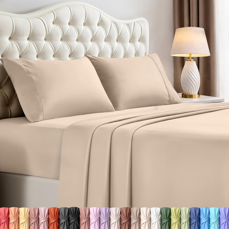 Queen Size Sheet Set – 4 Piece Bed Sheets, Soft and Breathable Microfiber, Inclu gallery