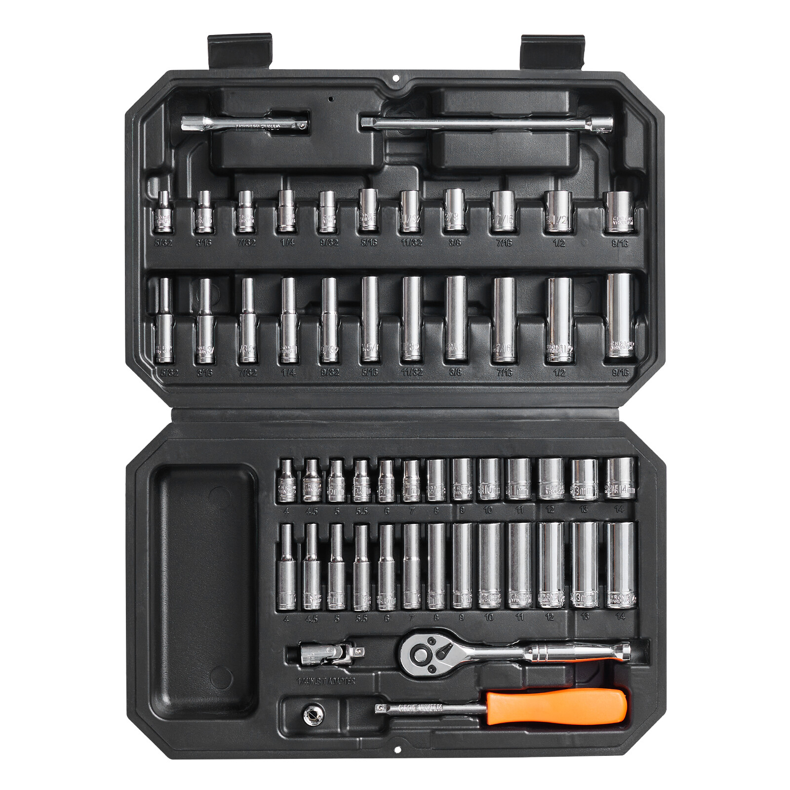 VEVOR Socket Set 1/4 Inch Drive Socket and Ratchet Set 6-Point 54 Pcs Tool Set gallery