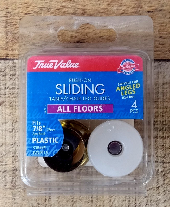 4 True Value Push On Sliding Glides Swivels for Angled Legs Fits 7/8'' - Plastic gallery