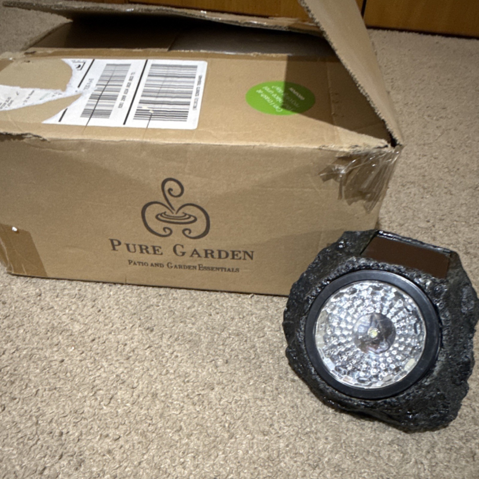 Pure Garden LED Solar Waterproof Accent Spotlight Outdoor Black Rock Light gallery